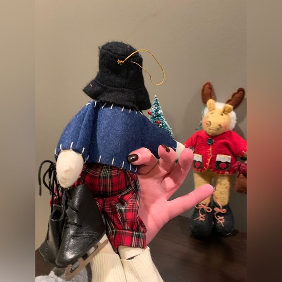 Adorable Plush Snowman & Moose, Gently Used, String Attached for Ornament Use - Picture 8 of 16